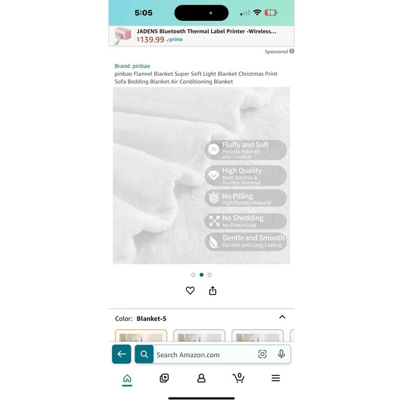 Christmas penguin throw 51x60 - Picture 3 of 4